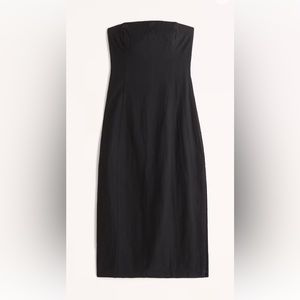 NWT A&F Strapless Linen-Blend Midi Dress in Black